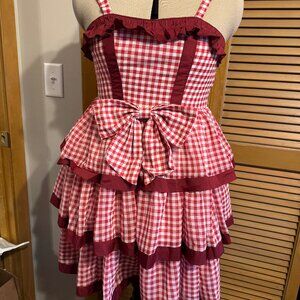 Infanta Lolita Tiered Red Gingham Dress (See Description for Size Details)